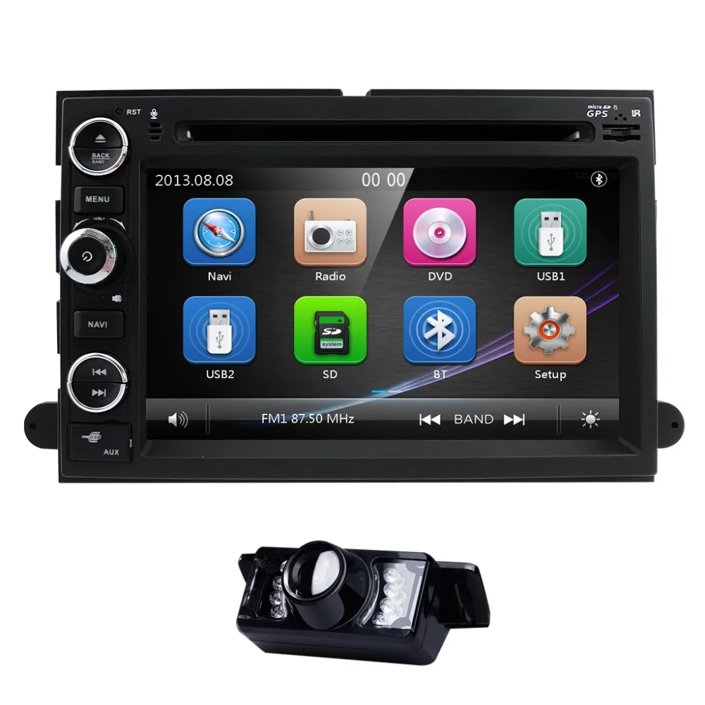 

7 Inch Touch screen Car DVD player FOR FORD F150 250 F350 E150 E250 Montego FOCUS Edge Fusion RDS Free back camera 8GB map card