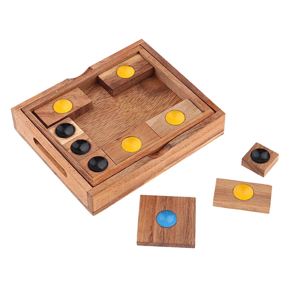 Kids Preschool 3D Brain Teaser Wooden Board Games Sliding Klotski