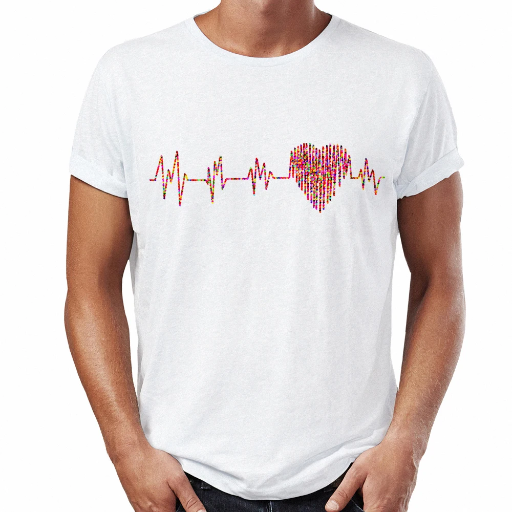 Summer 2018 Hipster Male T shirts Electrocardiogram Fake Designer Mens T Shirts Streetwear Men 