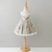 Новые летние платья для девочек, детские кружевные фатиновые Платья с цветочным принтом на подтяжках, Пасхальная Праздничная детская одежда