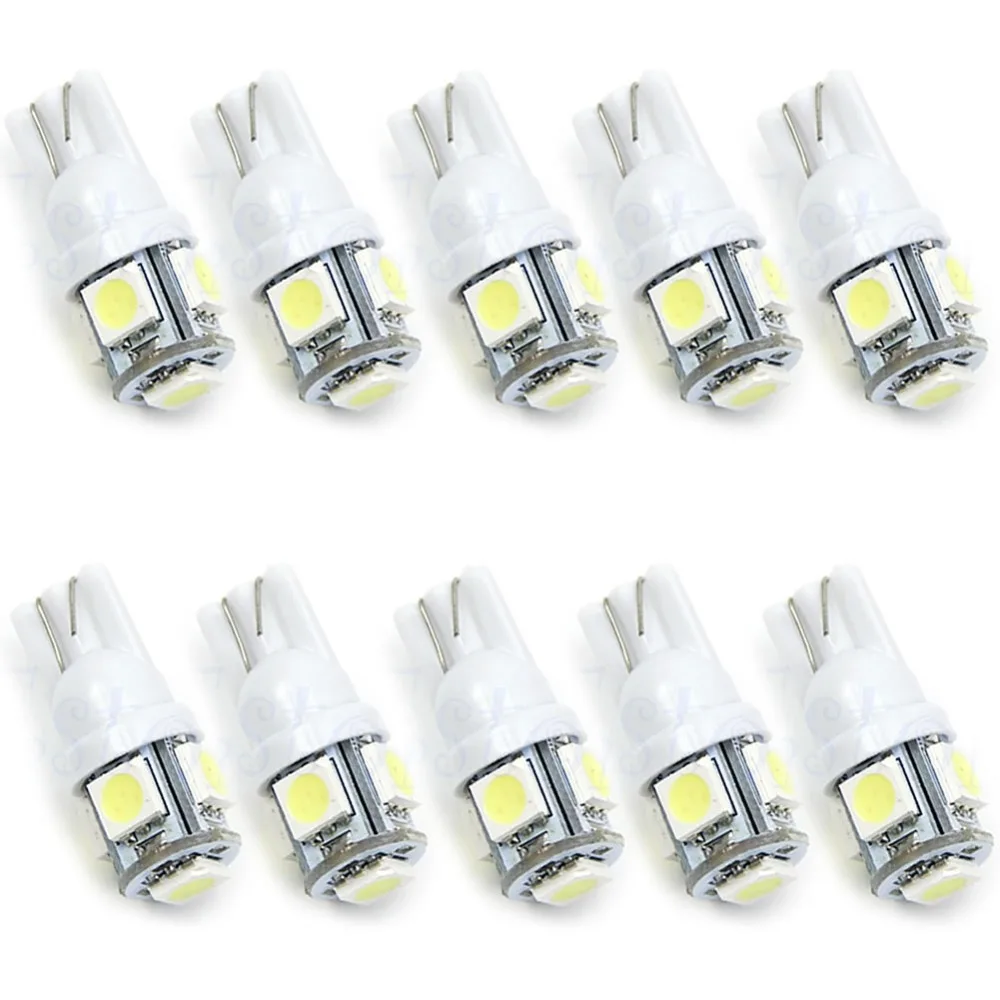 

T10 194,168,2825,5050 SMD LED White Car Lights Lamp Bulb 10PCS Car Light Source