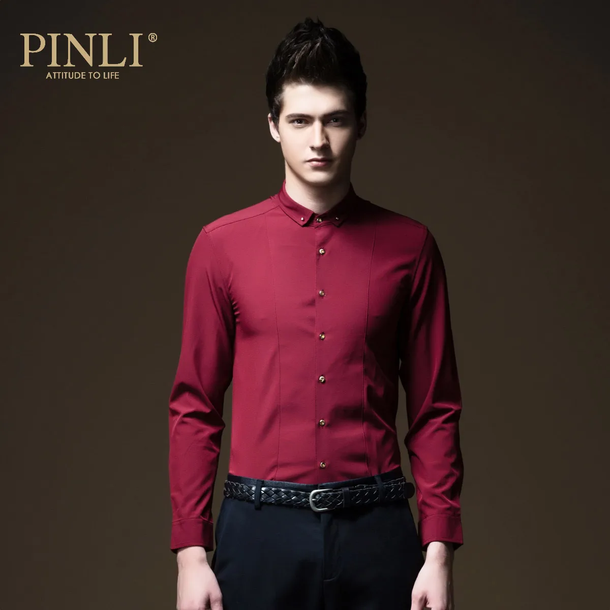 Camiseta Masculina Blusas Pinli Pin осенний мужской костюм тонкий воротник рубашка чистый цвет