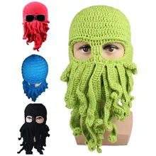 Octopus Pattern Beanies Winter Warm Knitted Wool Ski Face Mask Knit Hat Squid Cap JL