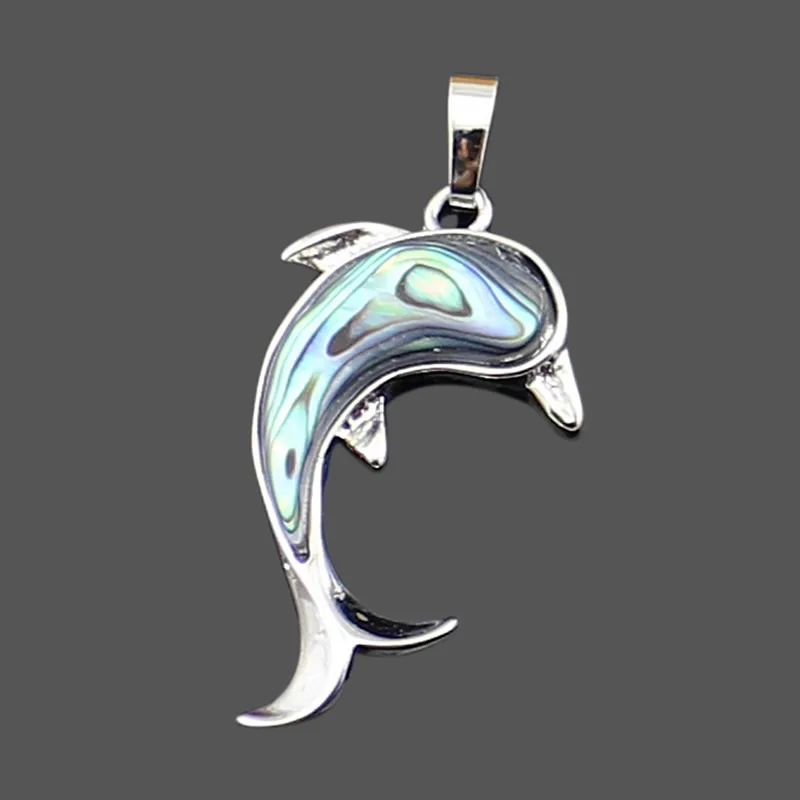 

Women Jewelry Silver Color Plated Lovely Dolphin Animal Pendant Mother of Pearl Shell Abalone Shell Pendants DIY fit Necklace