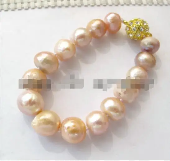 

Free Shipping >>>>>Natural Pink Nugget baroque Freshwater Pearl Bracelet Magnet Crystal Clasp 8