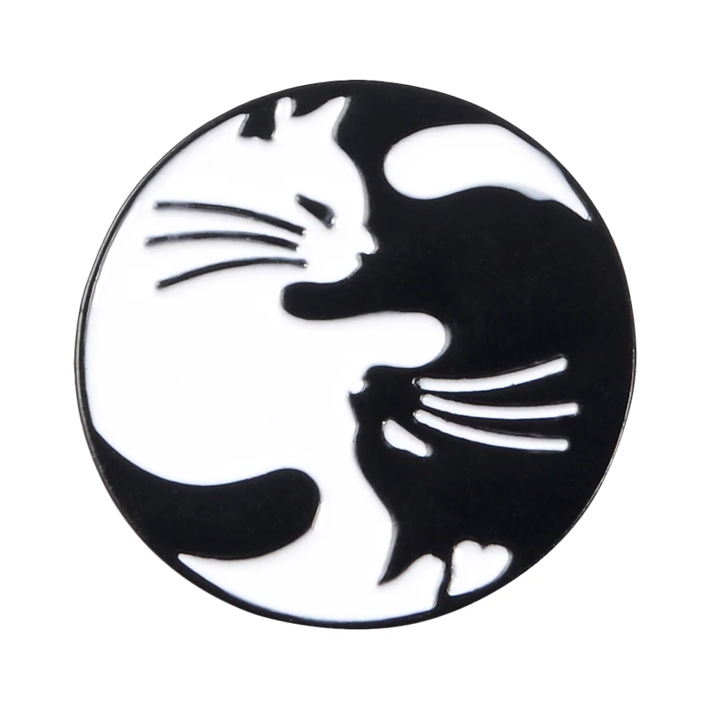 Две черно белые Броши с котами Значки для кошек Yin Yang ювелирные украшения