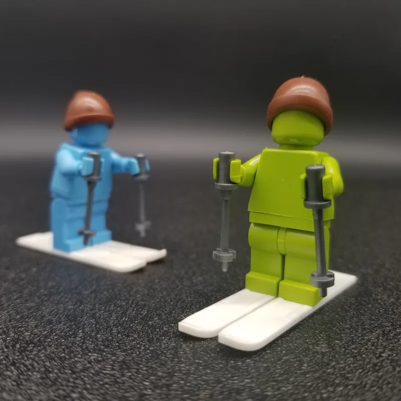 

2 Set Ski Pole Snowboard With Handle Stop Ring and Side Stops Fit With Building Blocks Bricks Toys X167