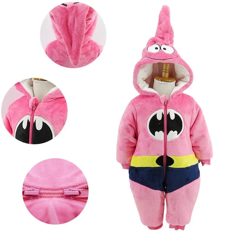 2017 Winter New Thick Flannel Baby Rompers Small Bee Baby Boy&Girl Jumpsuit Children Clothes Newbore Hooded Long Sleeve Bodysuit09