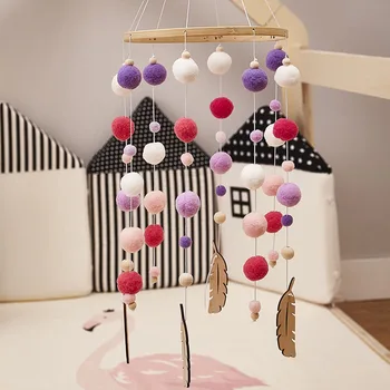 

Baby Rattles Wooden Wind Chimes Bell Plush Beads Chimes Bell Toys Kids Room Bed Mobile Hanging Decor Photography Props Gifts