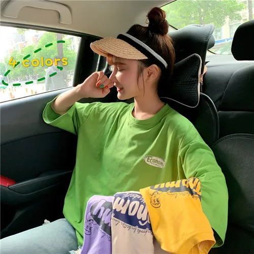 

Simple Letter Printed Casual Loose Fashion Basic All Match 2019 Hot Sale New Arrival Female Women Short Sleeve Top Basic T-shirt