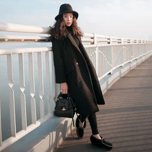 Роскошное Брендовое Женское пальто в европейском и американском стиле женские шерстяные пальто на осень кокон Длинная утепленная зимняя куртка LA0069