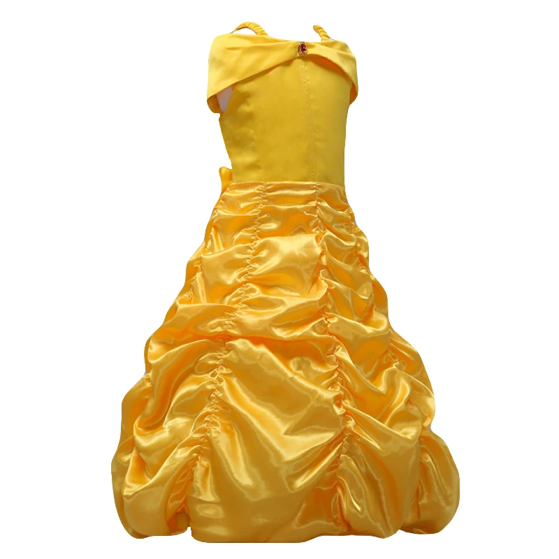

Girls Dress Princess Costume Party Dress Off Shoulder Layered Yellow Party Ball Gown Belle Costume Kids Cosplay Dress for 2-7T