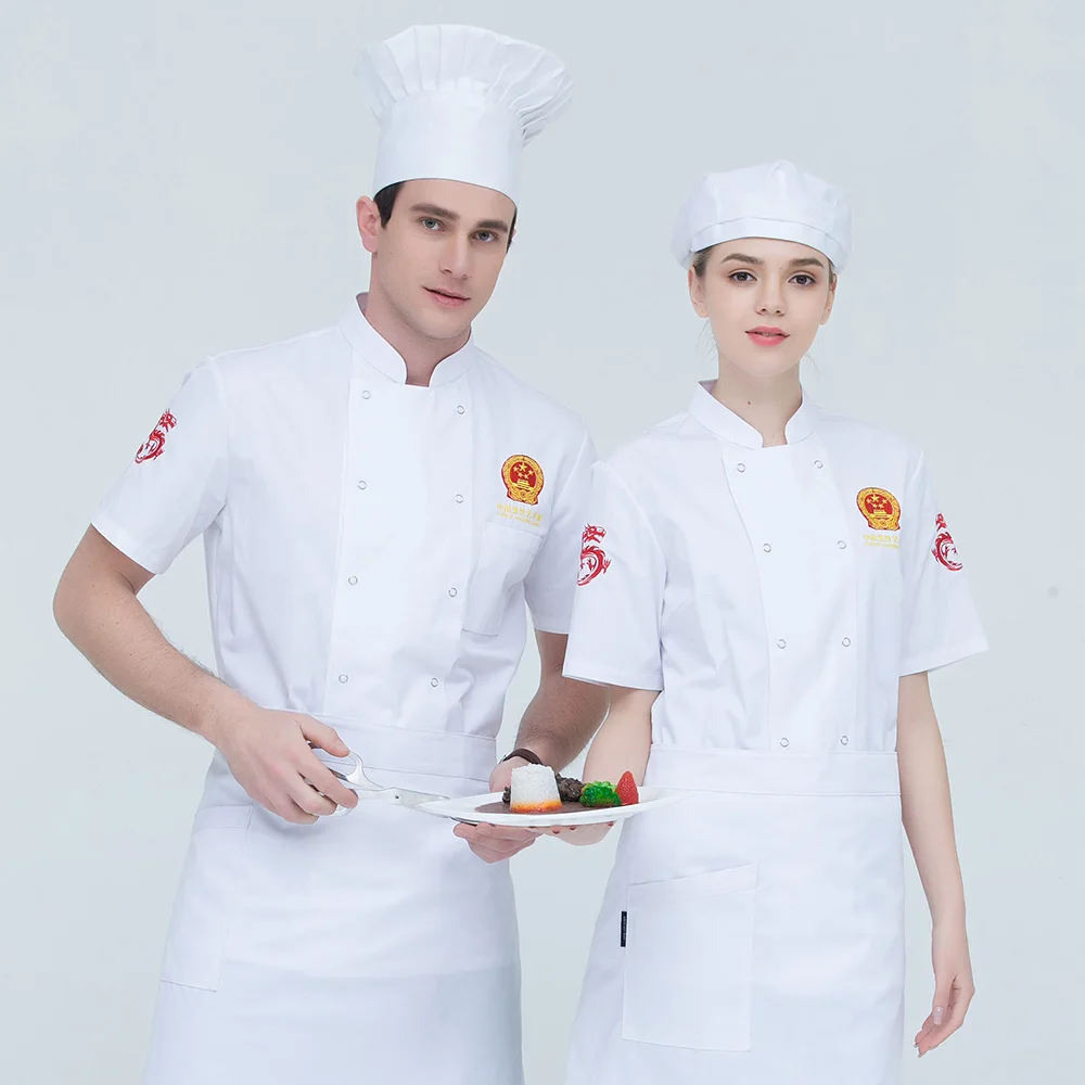 M-4XL high quality chef uniforms Food Service restaurant catering chef Workwear embroidery double breasted Chef Jacket 4 colors