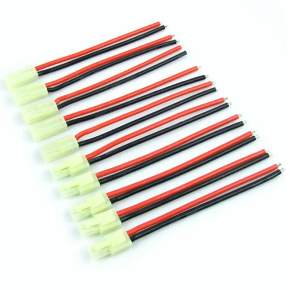 

5 Pairs 16AWG Silica Gel Cable L100mm with Mini Male+ Female Connectors for Tamiya
