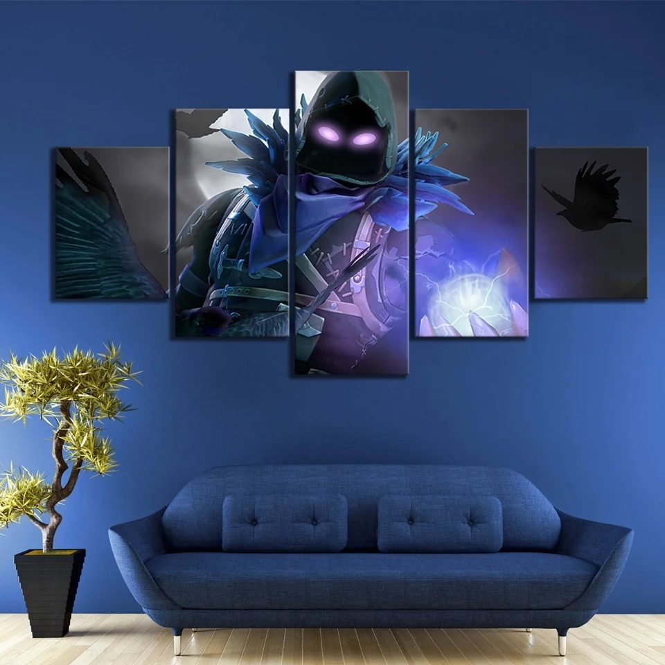 

5 Piece Fortnight Battle Royale Map Video Game Poster Fort Pictures Landscape Wall Art for Living Room Decor Canvas