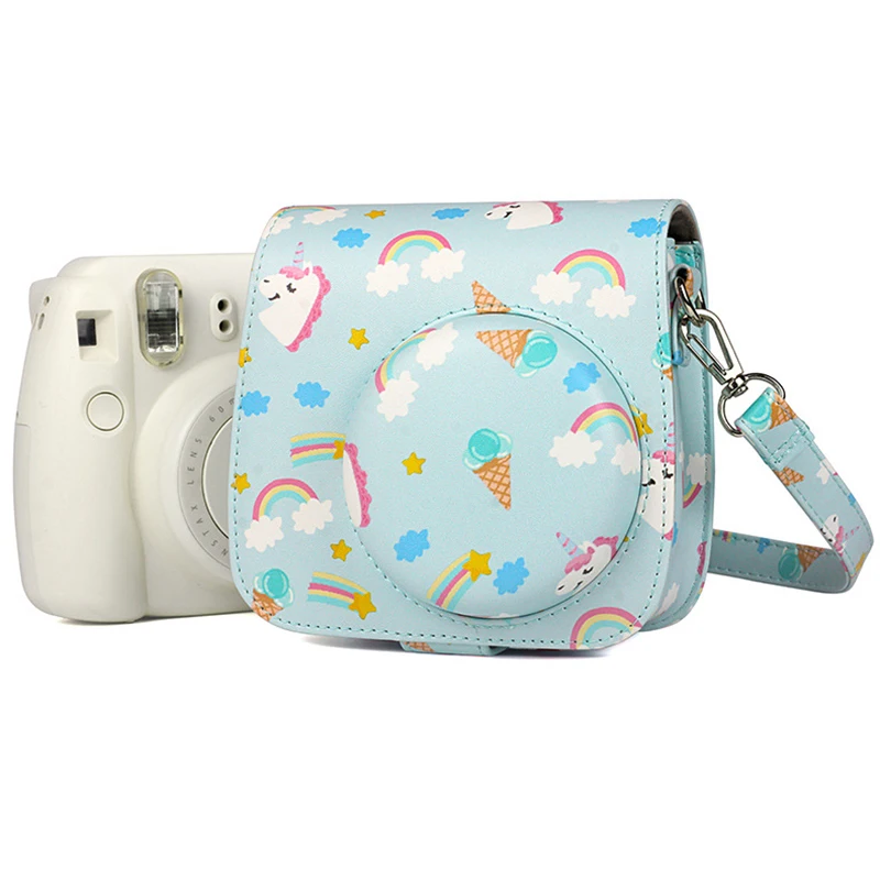 

Colorful Pattern PU Leather Bag for Fuji Fujifilm Instax Mini 9 8+ 8 Instant Camera With Strap Protective Storage Case Shell