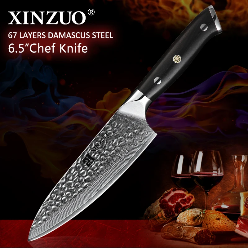 

XINZUO 6.5'' inch Chef Knife Japanese 67 layer Damascus Steel Professional Kitchen Knives Brand with Ebony Handle Dropshipping