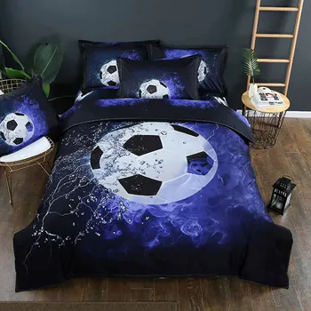 

Lannidaa 3D Printed World Soccer Bedding Set Include Bedspread Pillowcase Blue Football Pattern 2/3PCS Duvet Cover King Size