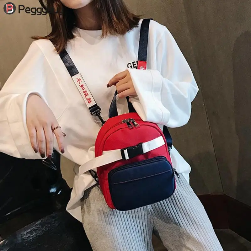 

Women Nylon School Zipper Mini Backpacks Teenage Girls Shoulder Rucksack Girls Panelled College Backpack