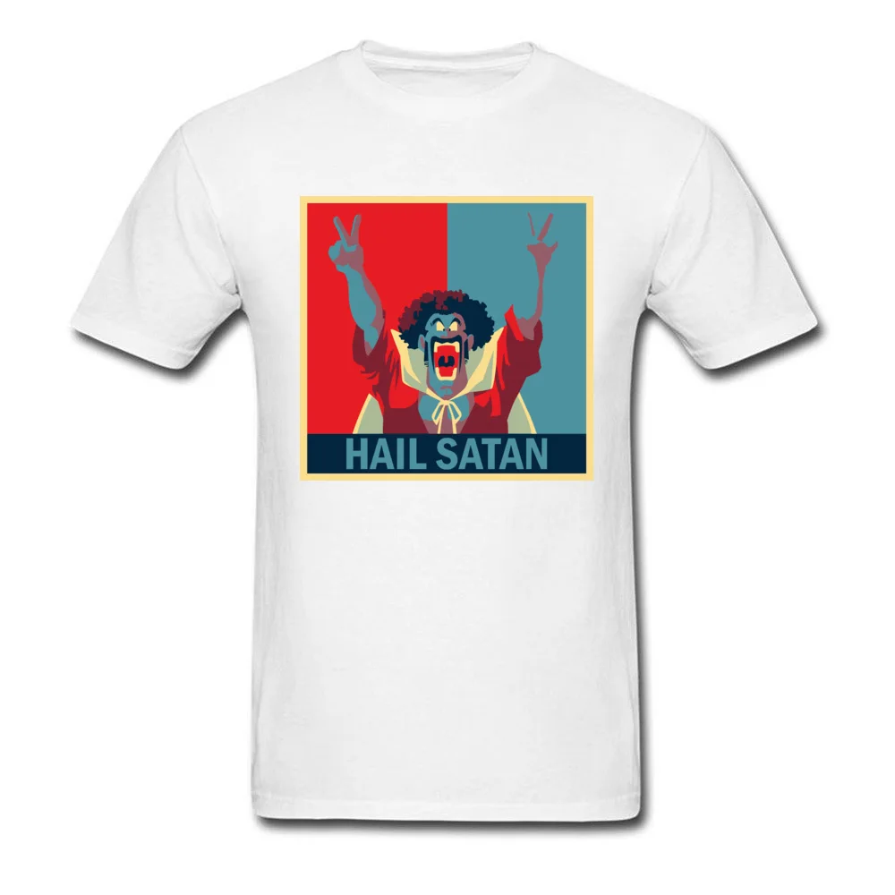 Hail Satan Tshirts Funny Short Sleeve 2018 Discount Round Collar 100% Cotton Tops Tees Summer Sweatshirts for Men Lovers Day Hail Satan white