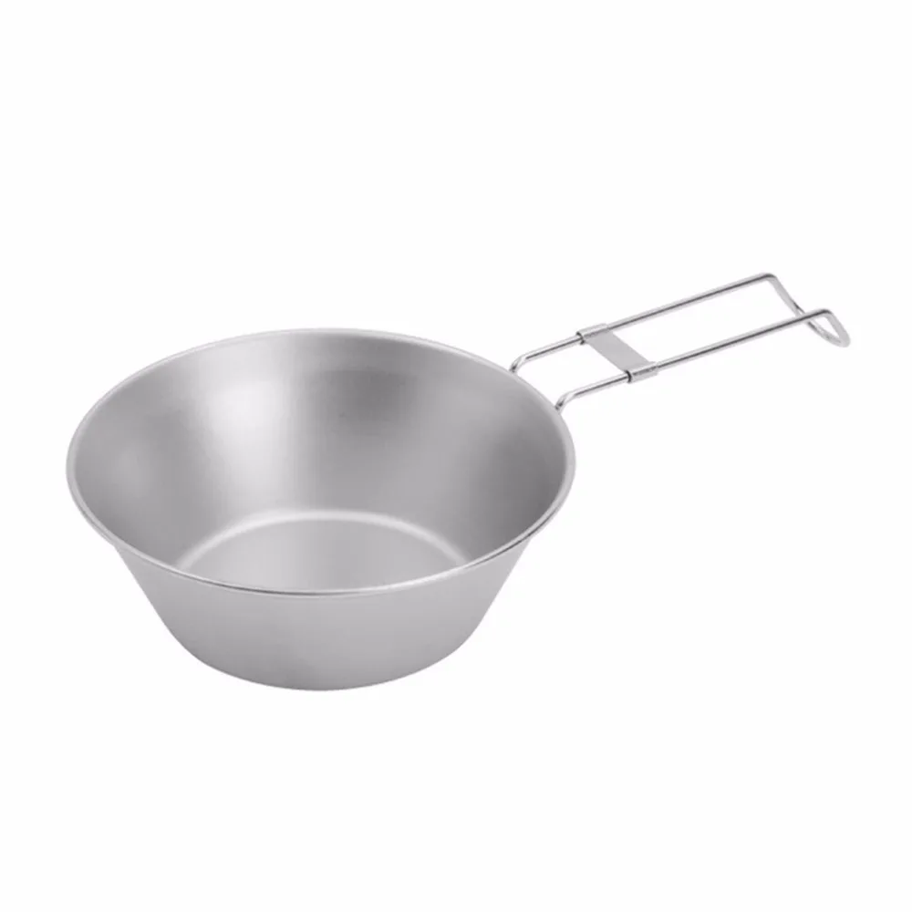 

Outdoor Camping Picnic Tableware Handle Pot Pan Cookware Stainless Steel Foldable Bowl Hiking Portable Space-saving Small Picnic