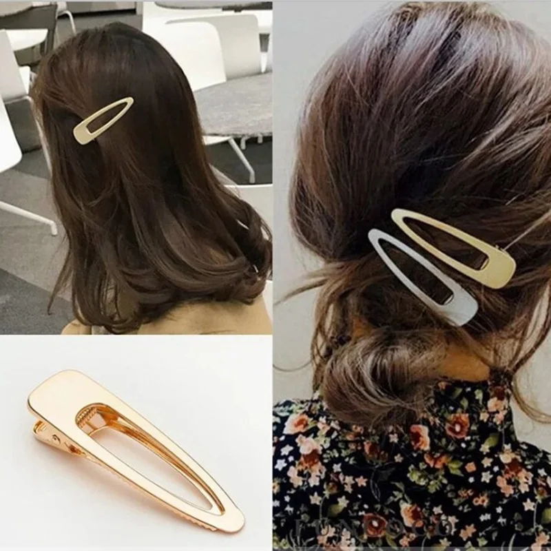 

1 PC Retro Brushed Matte Metal Hairpins Hair Clips Girls Simple Wild Smooth Hollow Hairclip Barrettes Headwear Hair Accessories