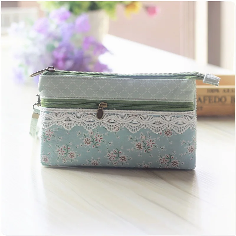 

Cotton floral lace women organizer wallets small coin purses change money bags mini phone pouches carteiras feminina for girls