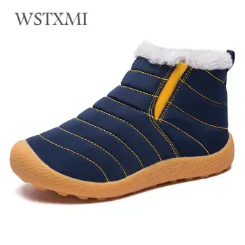 

Winter Snow Boots for Kids Boys Ankle Boot Girls Plush Warm Cotton Shoes Rubber Non-slip Waterproof Cloth Children Fashion Boots