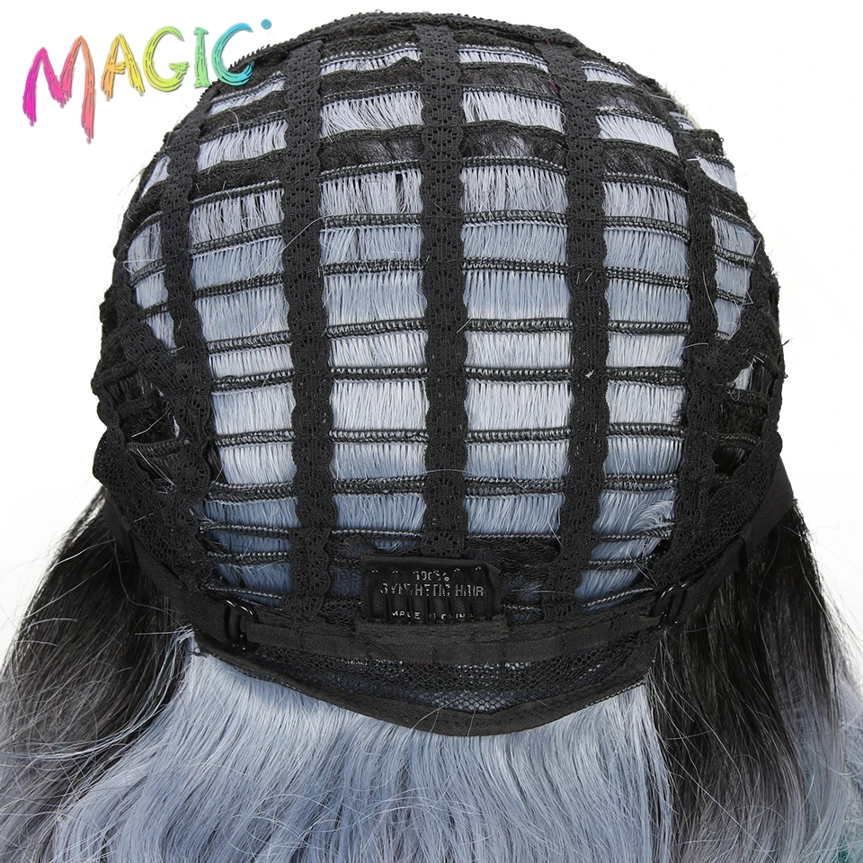 Магические синтетические волосы парики для черных женщин 14 дюймов Волнистые Короткие парики шнурка афро-американские синтетические