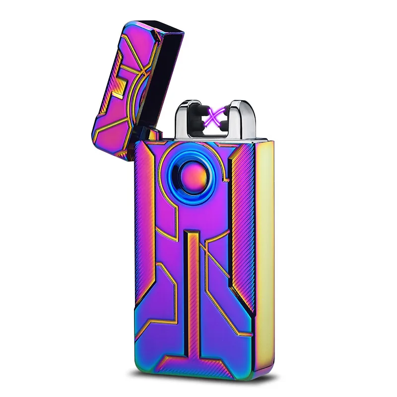 

New Iron Man Design Fingerprint Touch Switch USB Rechargeable Pulsed Arc Lighter Electric Plasma Cigarette Lighter Cigar