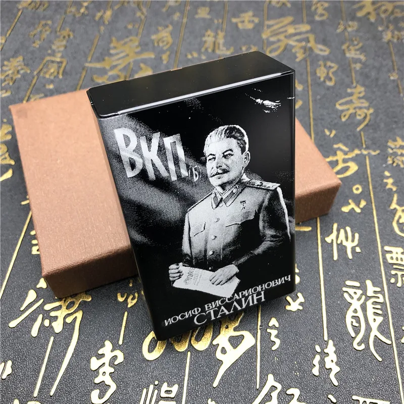 

Lenin Joseph Vissarionovich Stalin Aluminium Alloy Cigarette Case ve day Laser Carved Cigarette Boxes Will Not Fade