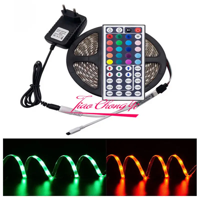 Светодиодная лента RGB SMD5050 5 м 10 + ИК-контроллер с 44 кнопками адаптер постоянного
