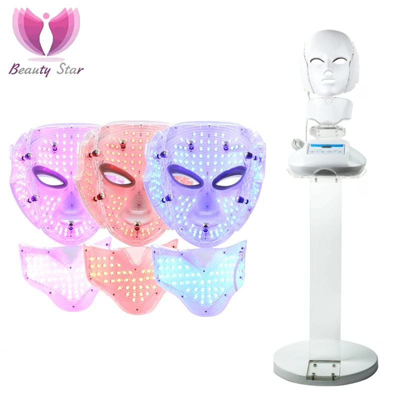 

3 Color Photon LED Infrared Facial Neck Mask Skin Microcurrent Massager Rejuvenation Anti-Aging Beauty Therapy Home Use Clinic