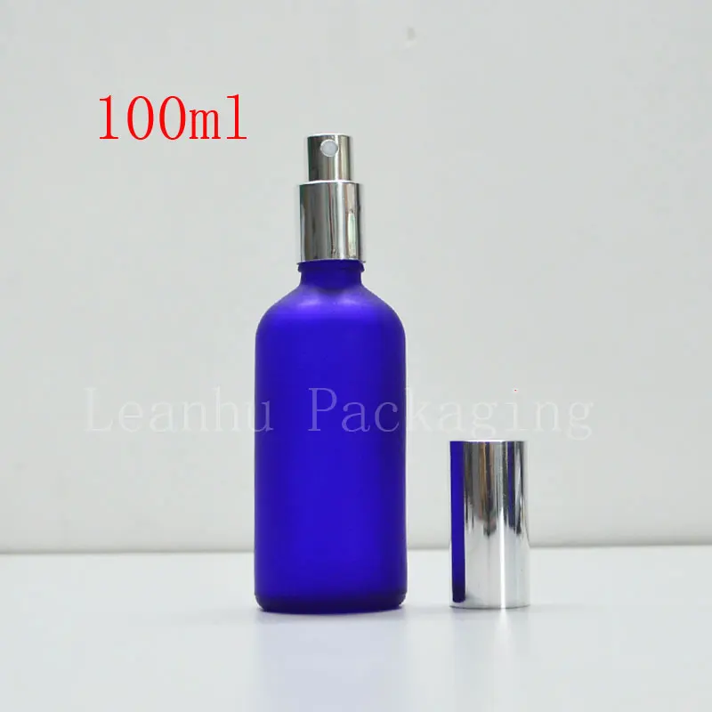 

Blue frosted 100ml mist spray bottle bottle wholesale empty perfume cosmetic spray bottles, with silver sprayer/cap