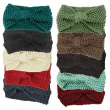 1 шт. повелительница крючком крест бантом Тюрбан вязаная головы Обёрточная бумага Шнуровых ухо теплым плетельной укладки волос инструменты аксессуары