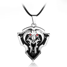 Vintage Jewelry Pendant Necklace Worlds of War craft DOTA2 Wolf Head Shield Game Jewelry Men Gift Necklaces Free Shipping