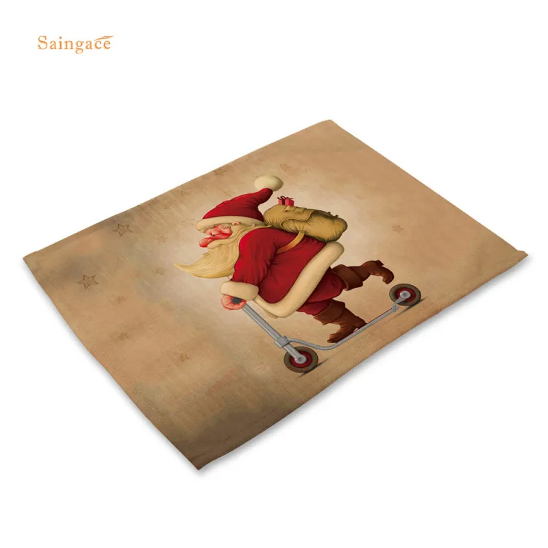 Saingace Cute Christmas Santa Claus Bowl Fork Placemat de Table Bowl Pad Napkin Dining Table Kids Table Home Party Decoration Saingace Cute Christmas Santa Claus Bowl Fork Placemat de Table Bowl Pad Napkin Dining Table Kids Table Home Party Decoration