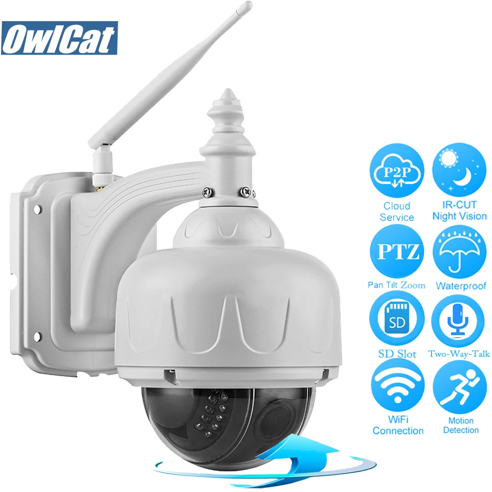 OwlCat SONY CMOS HD 2MP 5MP PTZ IP камера Wifi наружная Водонепроницаемая двухсторонняя аудио 5X Zoom sd-карта слот для безопасности CCTV Wifi камера