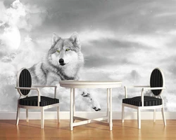 Custom wallpaper murals personality TV background wall Black and white animal wolf decoration painting 3d wallpaper обои