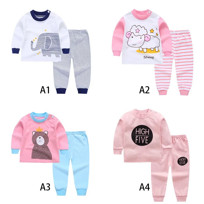 

Autumn Spring Baby Boy Girl Clothes Set Cartoon Print Pattern Sweatshirt Tops+Pants Trousers Sleepwear Sets