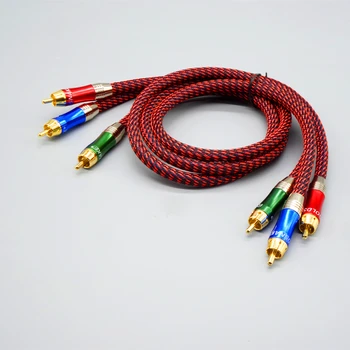 

DVD TV AV 3RCA Audio video Cable With Foil Braid shields transmit signals better Audio video RCA Male Composite blue/ green /red