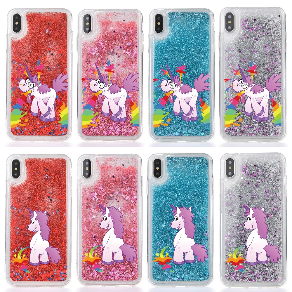 FQYANG Cute Spoof Cartoon Unicorn For HUAWEI P8LITE Dynamic Liquid Quicksand Phone Case For Samsung S4 5 6 7 8 Plus A7 A5 J7 J5