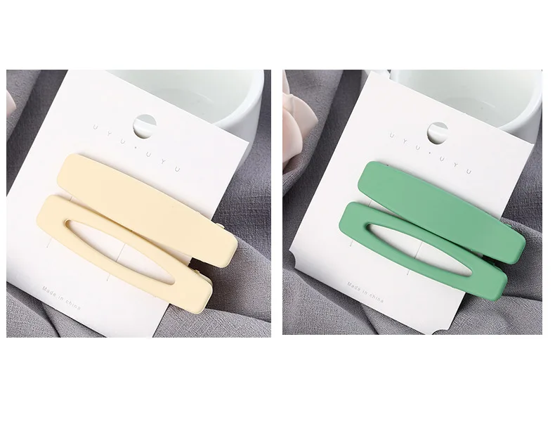 ZMASEY New 2pc Side clamp sanding Hair Clips Solid color One-word Hairpins Trendy Handmade Hair Styling Accessories