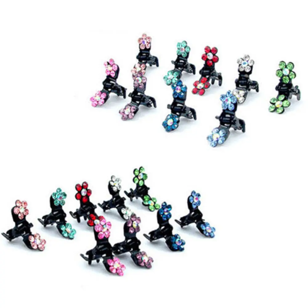 12 PCS Baby Girl lady Crystal Flower Mini Hair Claw Clamp Hair Clip Hair Pin