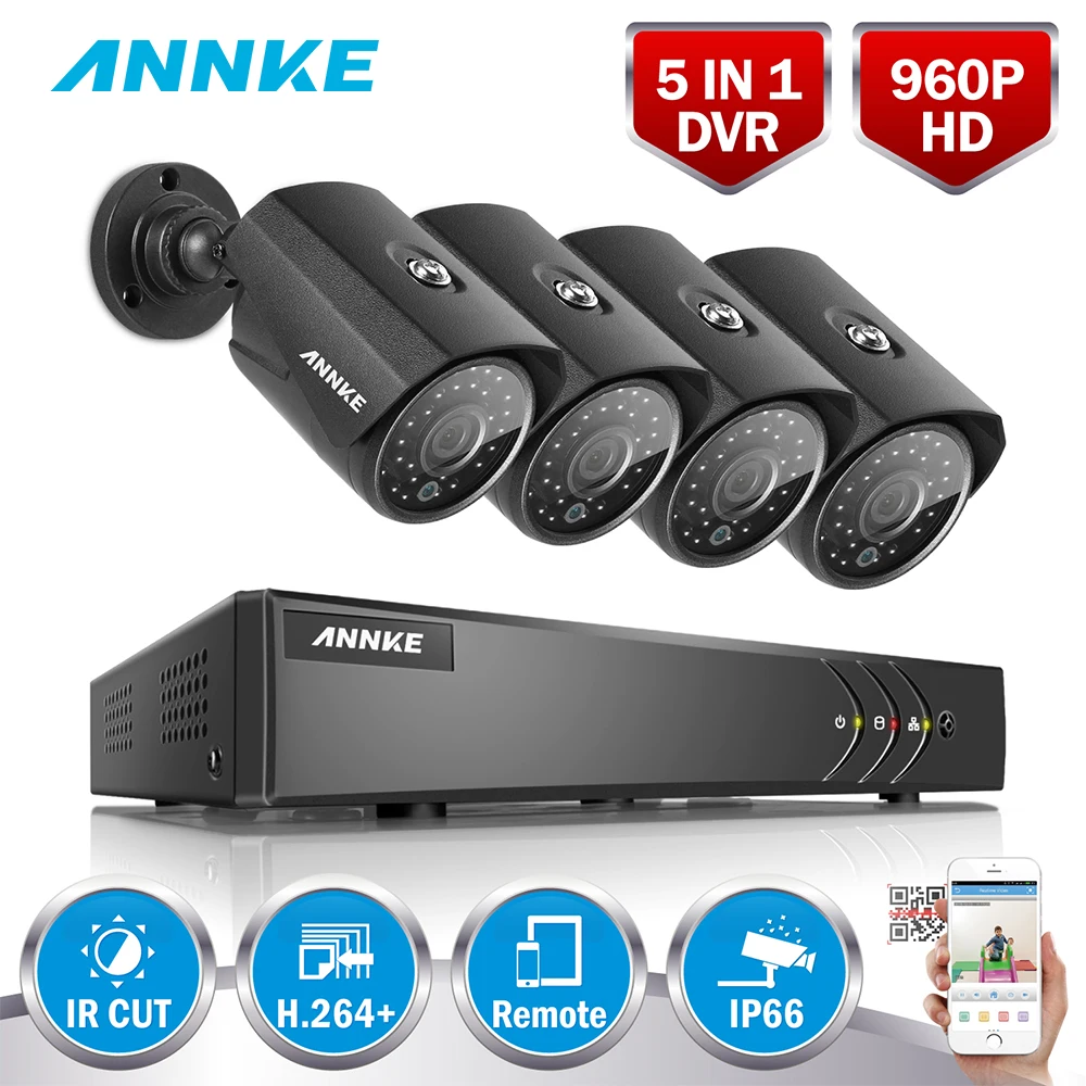 ANNKE HD 720P 8CH 5в1 DVR система безопасности TVI 1.3MP наружные погодостойкие камеры CCTV с