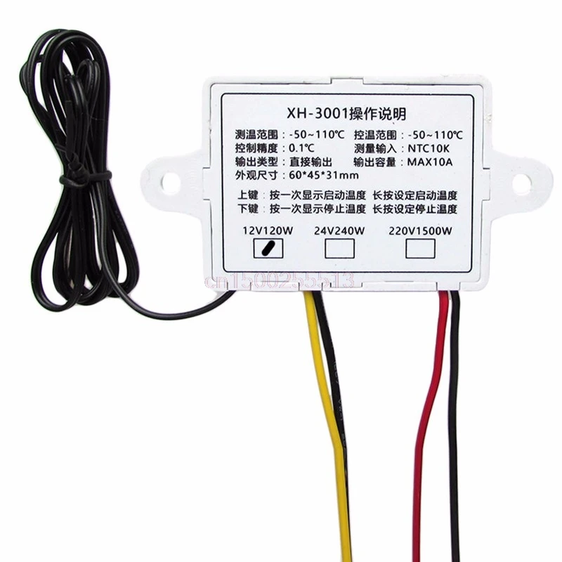 В 12 в цифровой светодио дный контроль температуры Лер 10A термостат управление переключатель Зонд термометр XH-W3001