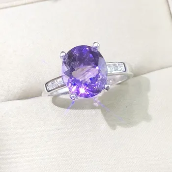 

Real Amethyst Stone Rings , Stone of St. Valentine and faithful love, 9X11MM Oval Cut Engagement Rings 925 Sterling Silver Jewel
