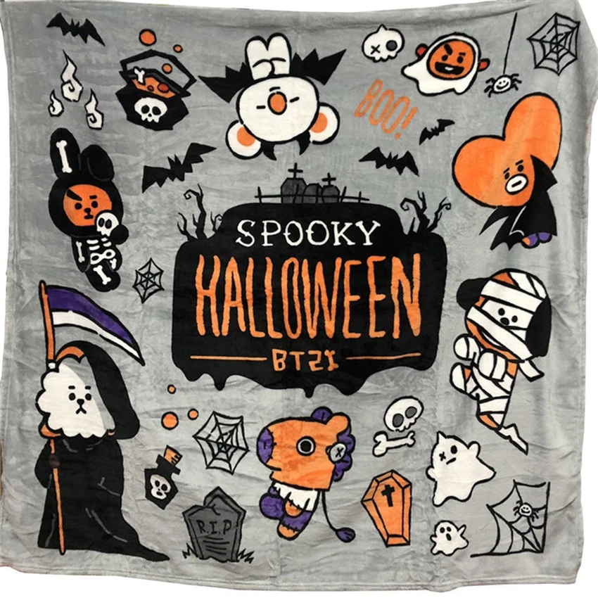 

Eva2king Velvet Kpop Stars BTS Nap Blankets 140*140CM Kids Cartoon Blankets BT21 Bangtan Boys Blanket For Children Kids Adults