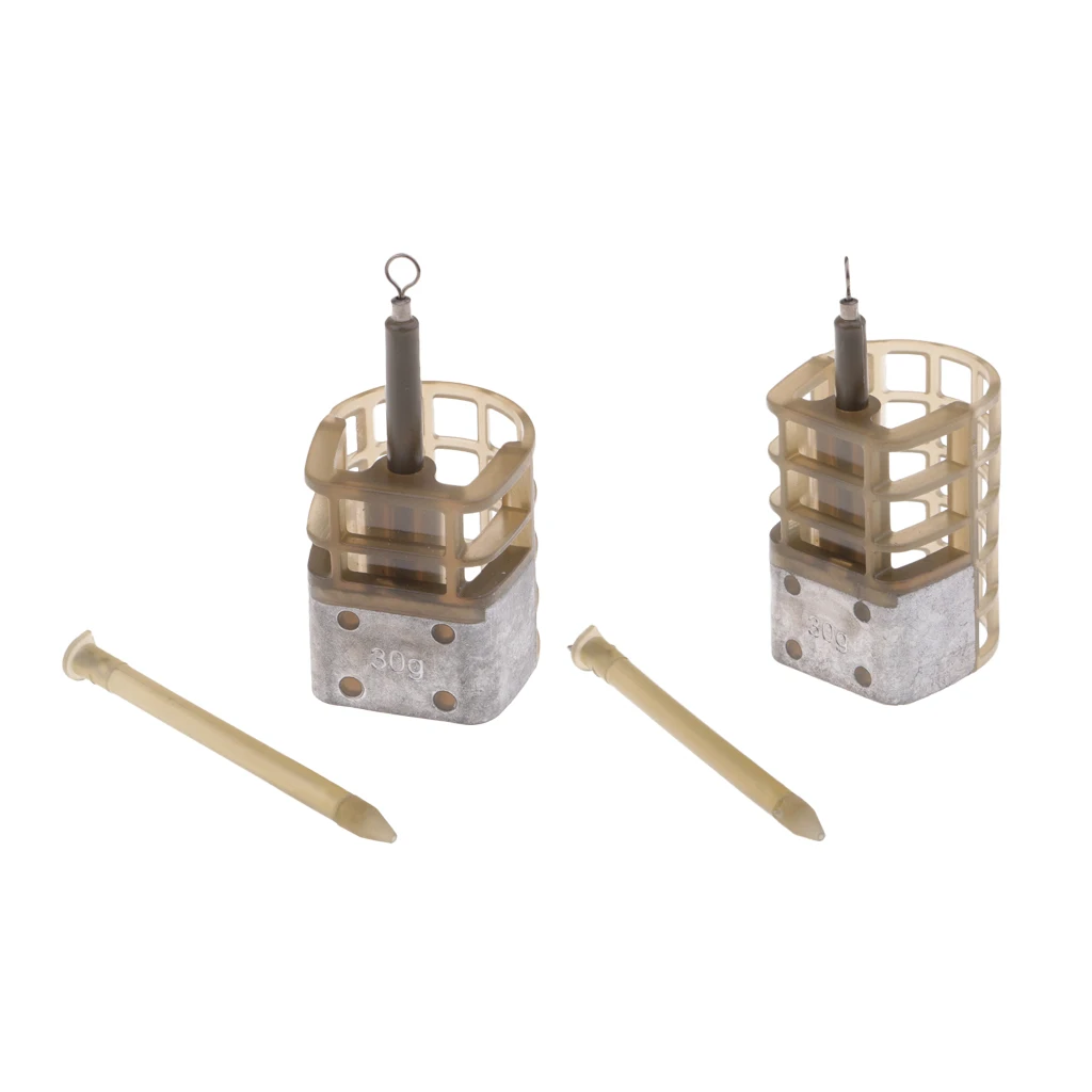 30g Plastic In Line Pellet Feeder Coarse Fishing Feeders Bait Cage Lure Holder Basket S/L Two Sides