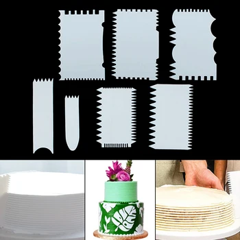 

7 Pcs/set Cake Scraper Fondant Mousse Cream Spatula Edge Smoother Cupcake Cake Cutter Pastry Mold Baking Decorating Tools